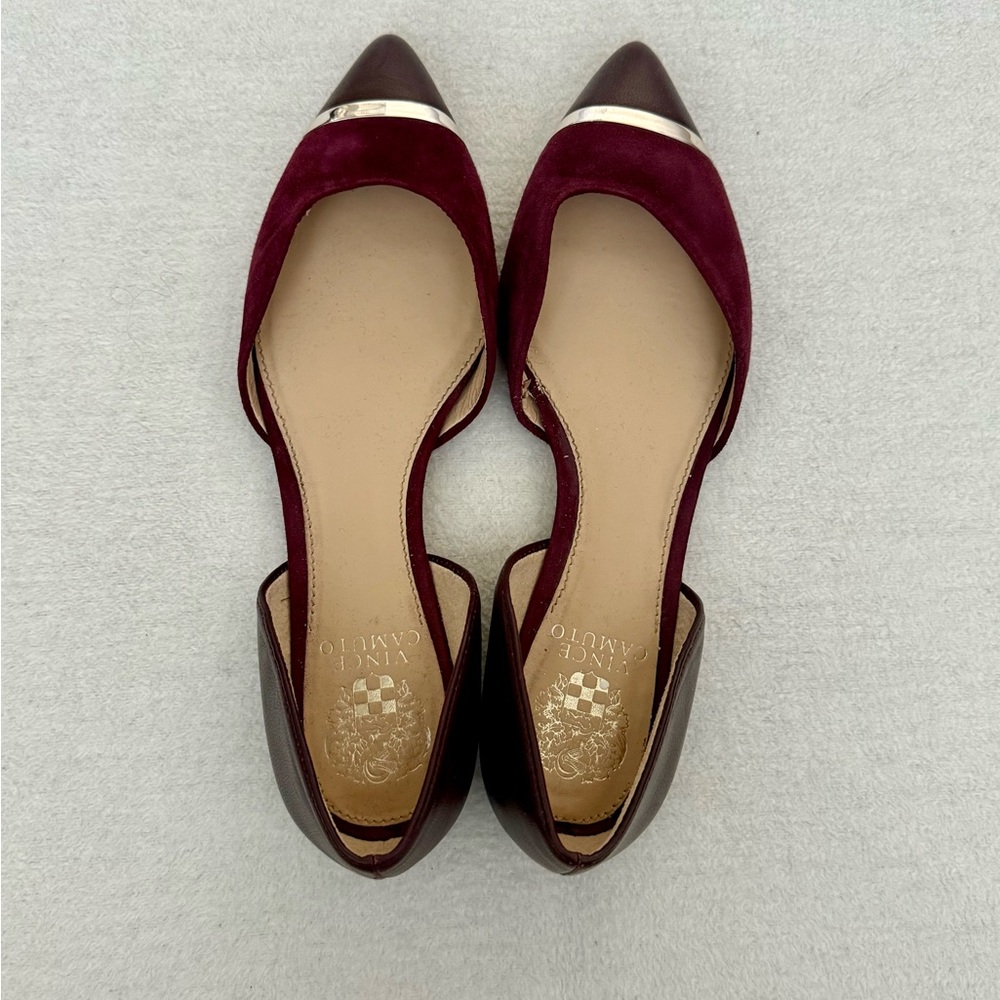Vince Camuto Plum Suede Pointed Toe Flats - Picture 3 of 8